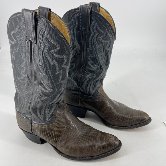 Justin Boots Other - Vintage Justin Style# 8327 Leather Lizard Skin Brown  Western Cowboy Boots 9.5 D